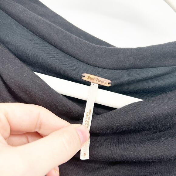 Free People Wednesdaycore Goth Wool Blend Ruffle 3/4 Sleeve Sweater Dress Size 0 - Picture 5 of 7